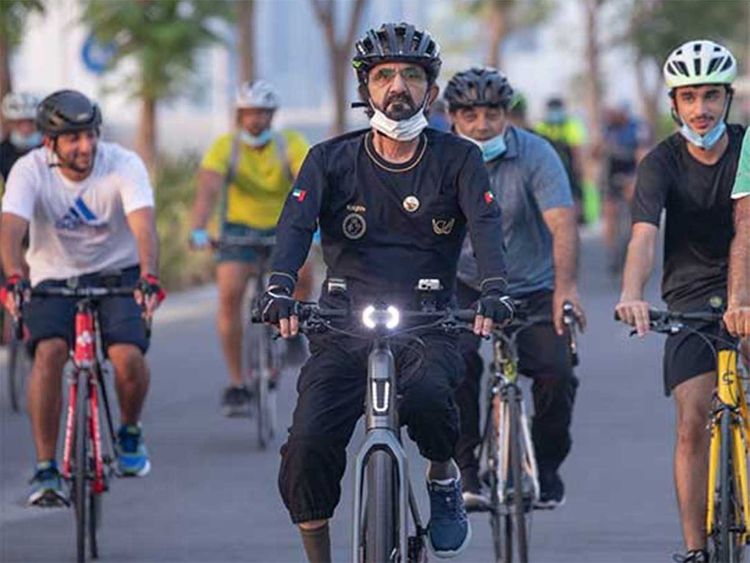 Dubai Ruler Sheikh Mohammed goes on bike ride through city