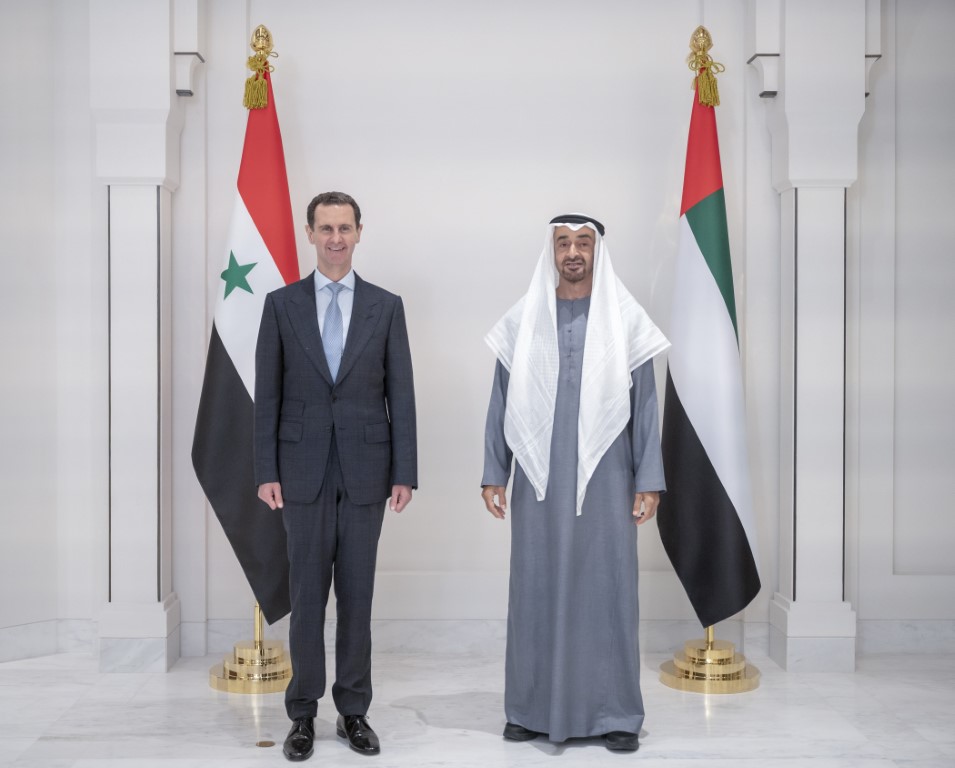 الرئيس السوري بشار والأسد وولي عهد ابو ظبي الشيخ محمد بن زايد